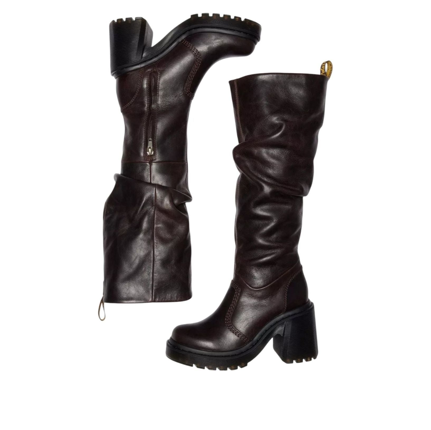 (WMNS) Dr. Martens Kasey Kinsley Knee High Heeled Boots 'Dark Brown' 42942200