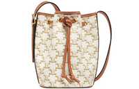 CELINE Cow Leather One Shoulder Handbag Crossbody Bag Small Size Women's White