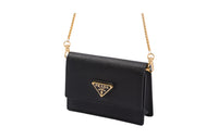PRADA Leather Card Holder Regular Women's Black