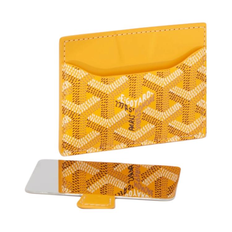 GOYARD Canvas With Calfskin Card Holder Unisex Yellow