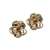 CHANEL Metal Artificial Pearl Rhinestone Stud Earrings Women's Gold