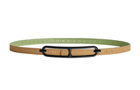 HERMES Roulis Leather Belts Women's Masala Tea/Cricket Green