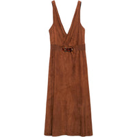 PRADA Sleeveless Suede Midi Dress
