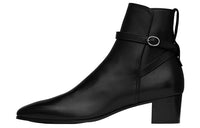 SAINT LAURENT Almond Toe Buckle Detailed Ankle Boots
