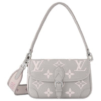 LOUIS VUITTON Diane Embossed Grain Cow Leather Shoulder Bag Women's Gray