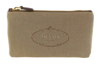 PRADA Canvas Canvas Bag Clutches Unisex Light Brown
