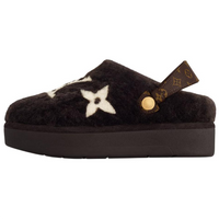 LOUIS VUITTON Abrasion Resistant Closed Toe Slippers Women's Brown