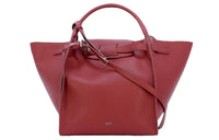 CELINE Cow Leather Crossbody Handbag Medium Size Women's Red