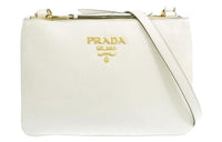 PRADA Leather Crossbody Bag Shoulder Bag Women's White