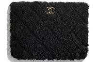 CHANEL 19Bag Double-Sided Cashmere Portable Bag Clutch Women's Black