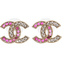 CHANEL Metal Stud Earrings Women's Gold