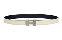 HERMES Constance Leather Belts Women's Cream White/Black