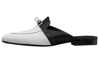 HERMES Wrap-toe Slippers Women's Black White