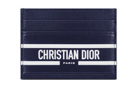 DIOR Patchwork Cow Leather Card Holder Card Holder Women's Blue