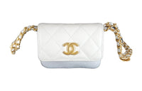 CHANEL Grained Calfskin Crossbody Bag Envelope Bag Fanny Pack Mini Women's White