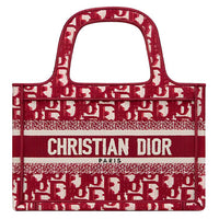 DIOR BookTote Embroidery Tote Handbag Mini Women's Burgundy
