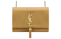 SAINT LAURENT KATE Satin Shoulder Bag Crossbody Bag Small Size Women's Gold Pink