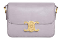 CELINE Triomphe Lizard Skin Shoulder Bag Crossbody Bag Women's Light Purple Lilac