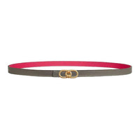 HERMES Calfskin Leather Belts Women's Gray/Pink Width 1.3CM