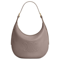 CELINE Cow Leather Handbag Shoulder Bag Women's Pebbled Color