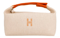 HERMES Bride a Brac Canvas Bag, Storage Bag, Handbag Small Size Women's Beige