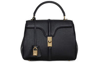 CELINE 16 Cow Leather Handbag Small Size Women's Black