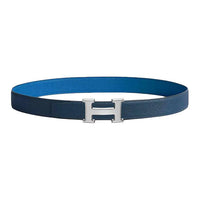 HERMES Palladium Leather Belts Unisex Dark Blue/Zeigler Blue Width: 3.2cm