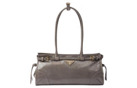 PRADA Leather Handbag Shoulder Bag Medium Size Women's Asphalt Gray