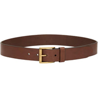 SAINT LAURENT Calfskin Brass Leather Belts Women's Brown 3.5CM