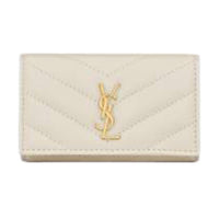 SAINT LAURENT Cow Leather Key Pouch Women's Ecru