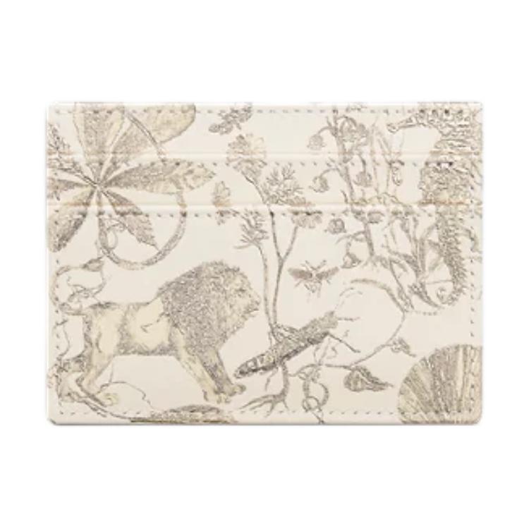 DIOR Caro Cow Leather Card Holder Women's Milk White