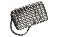CHANEL Velour Crossbody Bag Shoulder Bag Women's Silver/Black/White