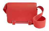 HERMES Geta Mysore Goat Skin Crossbody Bag Shoulder Bag Women's Rose Red