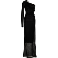 SAINT LAURENT One-Shoulder Draped Maxi Dress