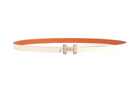HERMES Leather Belts Women's Cream White/Orange