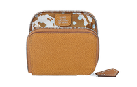 HERMES Silk'In Cow Leather Patchwork With Silk Wallets Coin Purses Women's Sesame/Dusty Blue