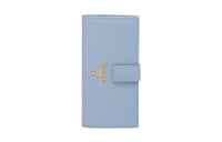 PRADA Leather Card Holder Wallet Women's Blue