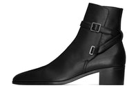 SAINT LAURENT Buckle Detailed Pointed Toe Boots