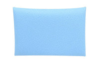 HERMES Calvi Epsom Calfskin Card Holder Wallet Regular Women's 7N Celeste Sky Blue