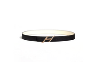 HERMES Calfskin Leather Belts Women's Black Width 2.4CM