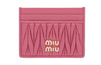 MIU MIU Matelassé Sheepskin Card Holder Women's Begonia Pink