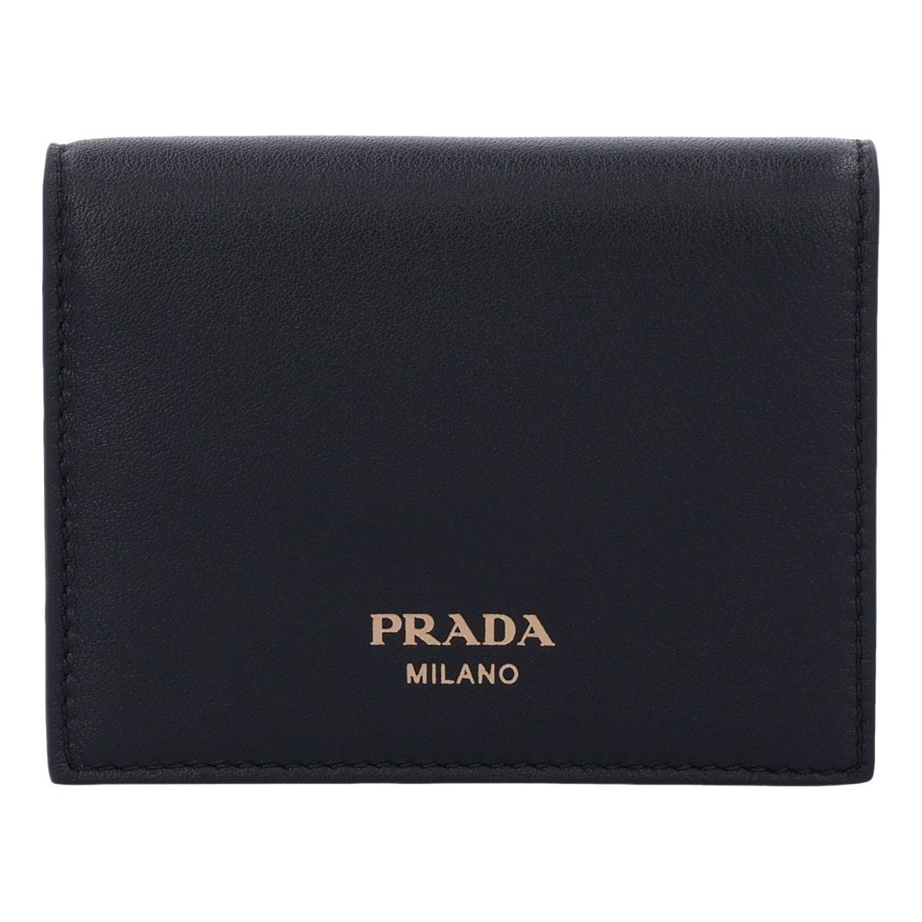 (WMNS) PRADA FW24 Gold Metal Logo Wallet 'Black' 1MV204-2CYS-F0002