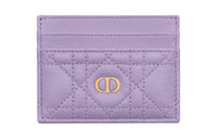 DIOR Caro Soft Cow Leather Card Clip Card Holder Women's Light Purple