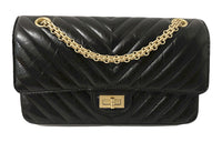 CHANEL 2.55 Calfskin Shoulder Bag Crossbody Bag Women's Black