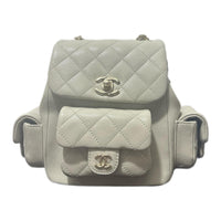 CHANEL Duma Litchi Skin Backpack Small Size Women's Light Gray