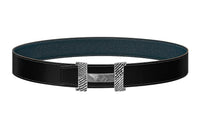 HERMES Constance Leather Belts Men Black/Prussian Blue
