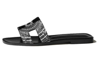 HERMES Oran Slide Slippers Women's Black White
