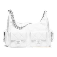 CHANEL Leather Shoulder Bag Women's White