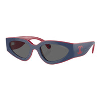 CHANEL Plastic Cat Eye Sunglasses Women's Blue
