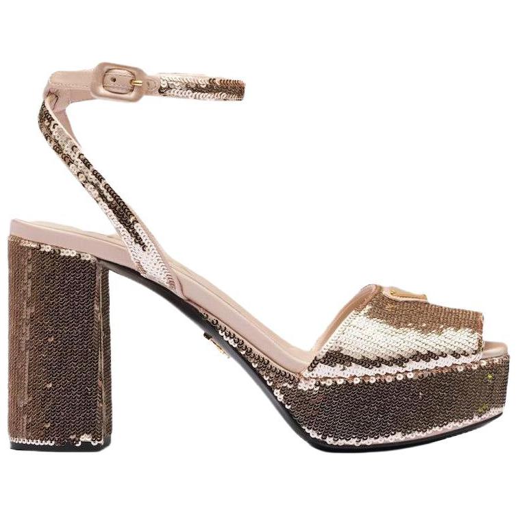 PRADA 95 SEQUIN BLOCK HEEL PLATFORM SANDAL